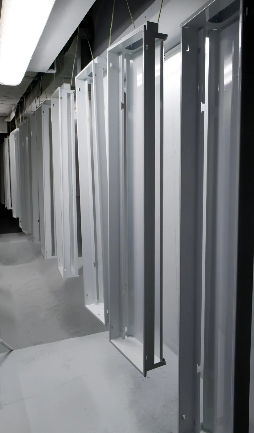 Metosu lighting fixtures on the paint line